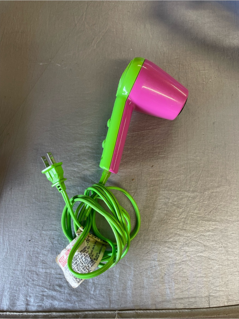 Pink and Lime Green Mini Hair Dryer conair wild thing 80’s vintage working